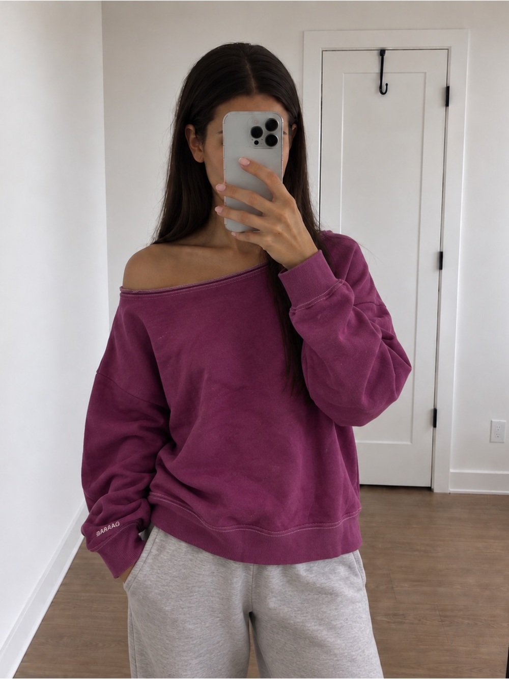 Garage Garment-Dyed SoftTerry Off-Shoulder Sweatshirt